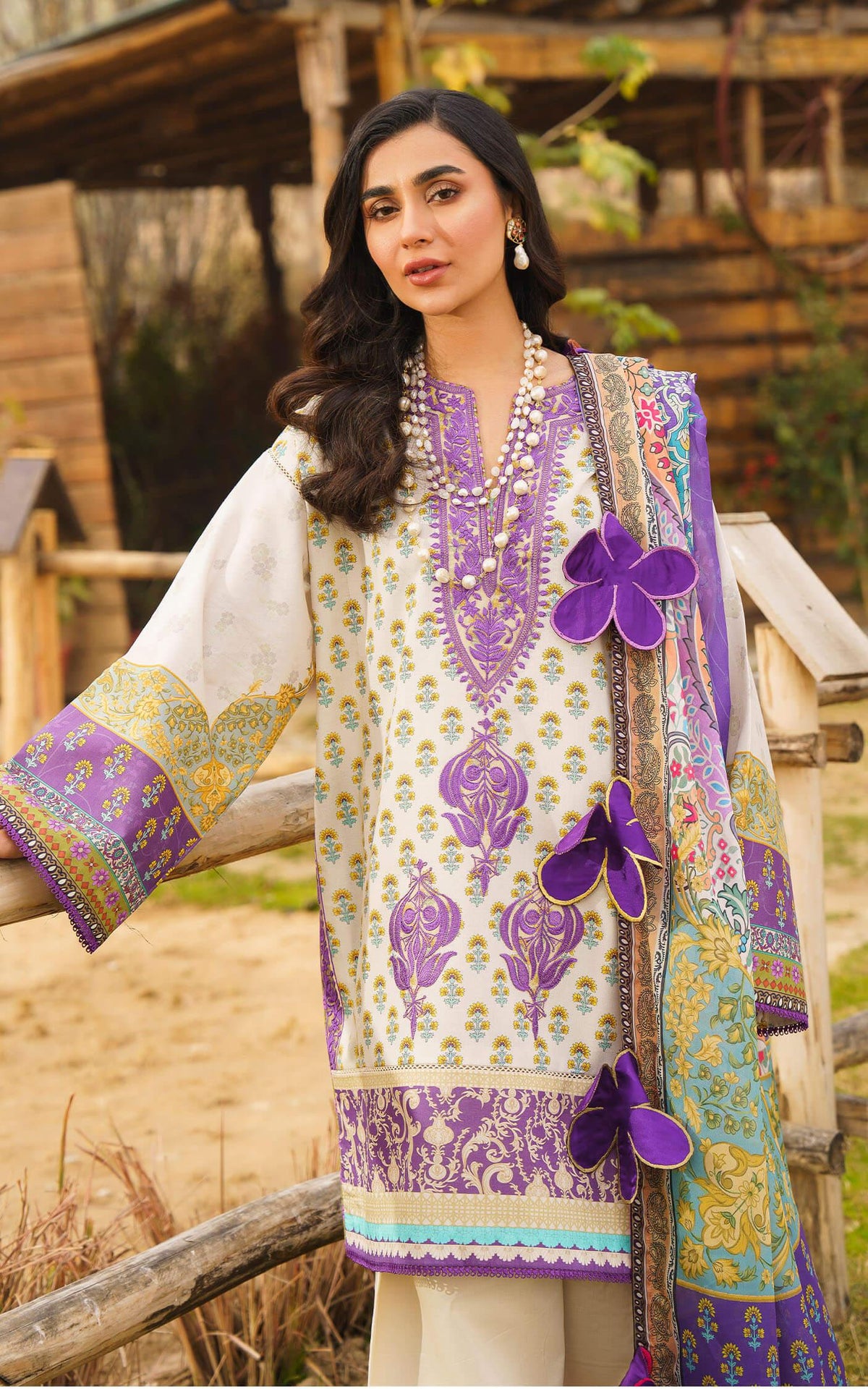 ALYSSA-U141M017 | Unstitched Lawn - Shop Now at Asifa and Nabeel