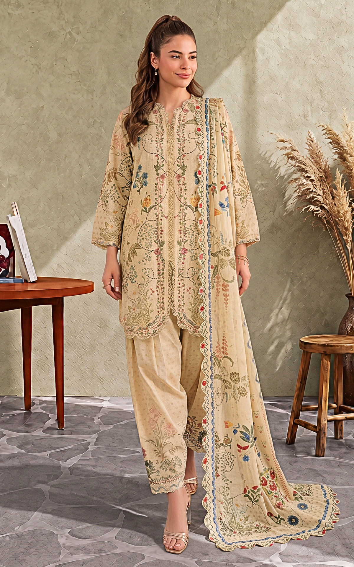 Seham (CU26-07) | 3pcs Stitched Cambric