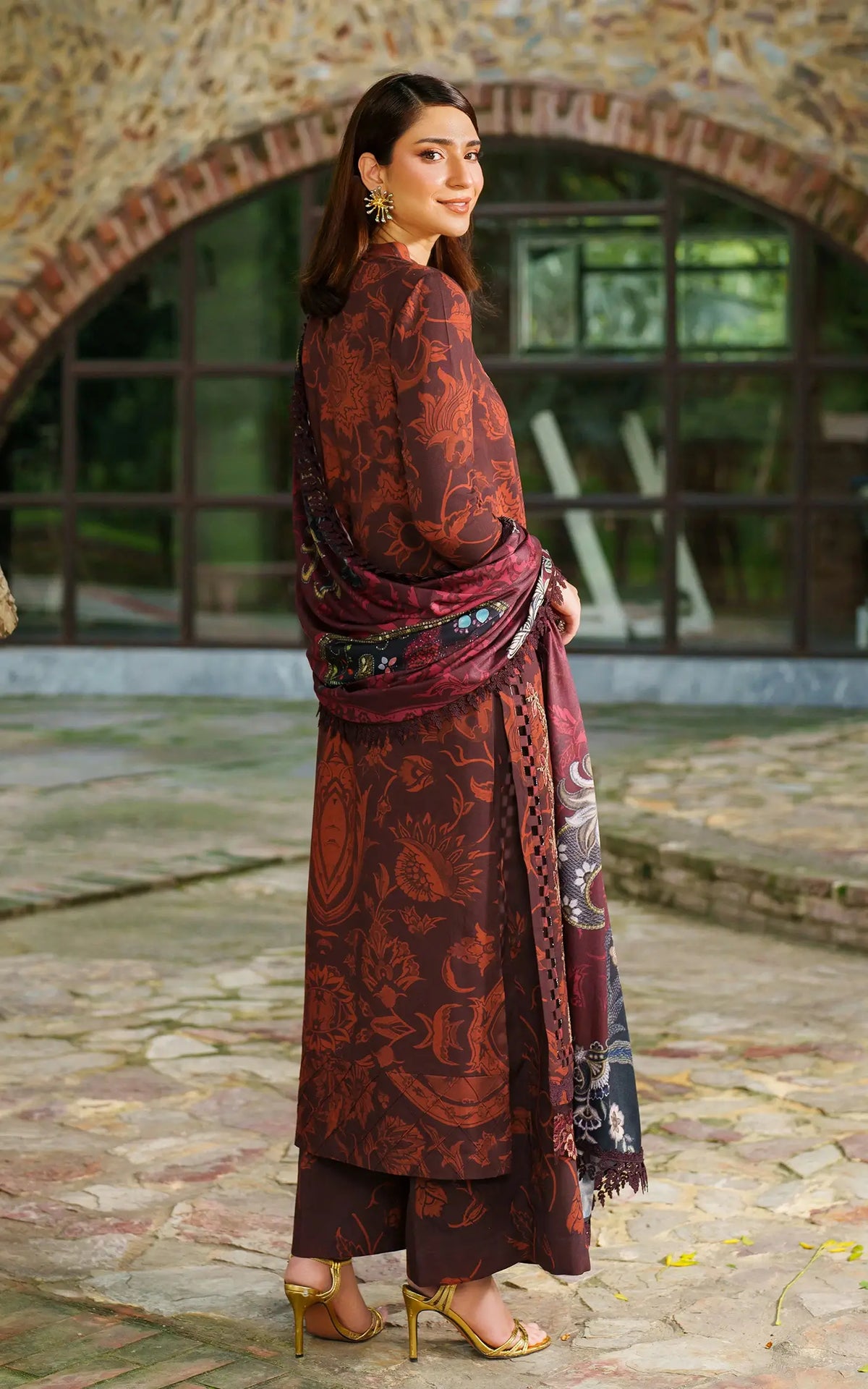 Crimson Chill-MWL25-09 | 3pcs Embroidered Stitched Suit