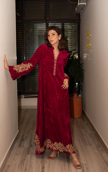 Fuchsia Royalty Kaftan - Shop Now at Asifa and Nabeel