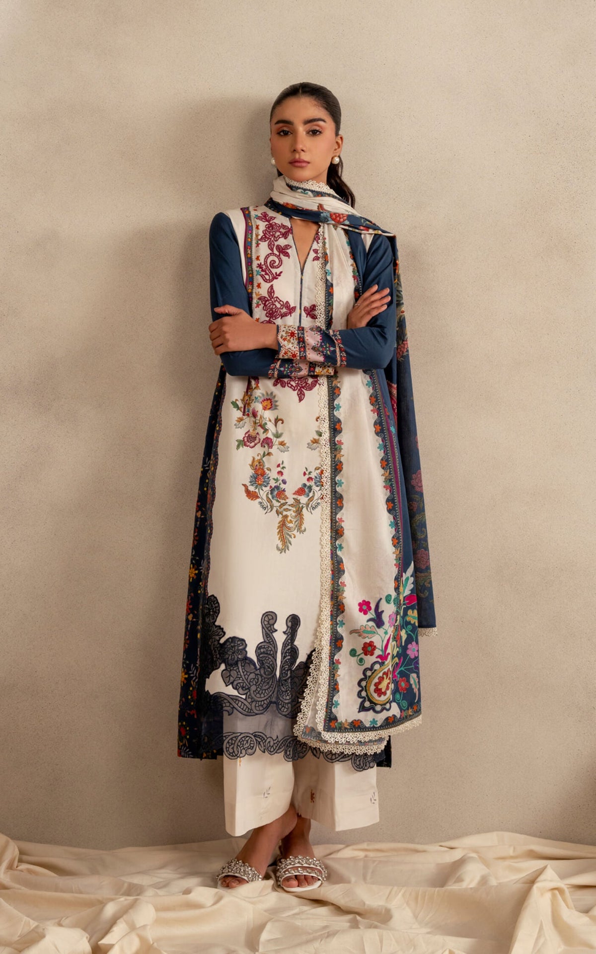 Saffron Soul MSSL-10 | 3pcs Embroidered Unstitched Summer - Shop Now at Asifa and Nabeel