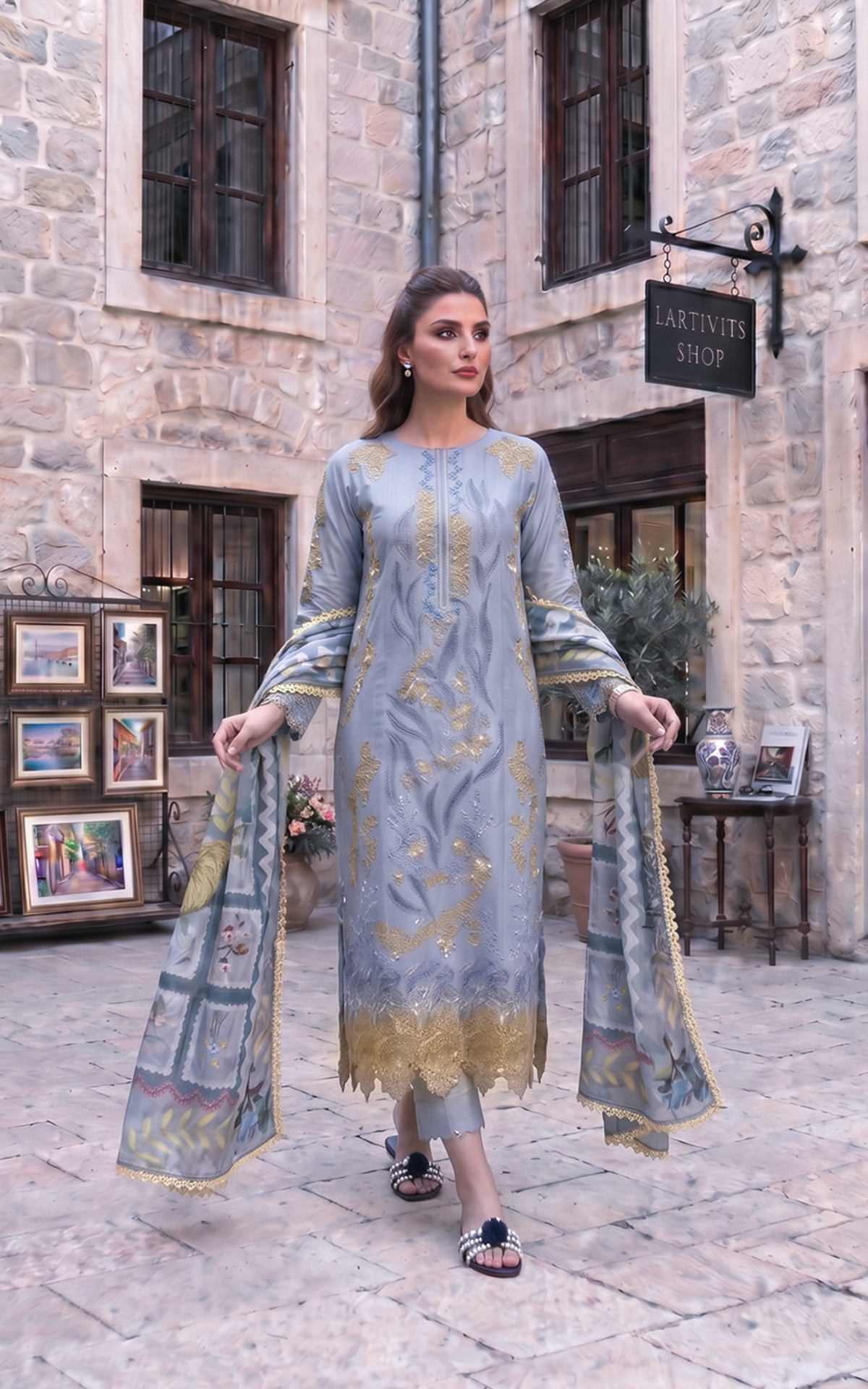 Ash Elegance (SL26-07) | 3pcs Embroidered Unstitched Summer
