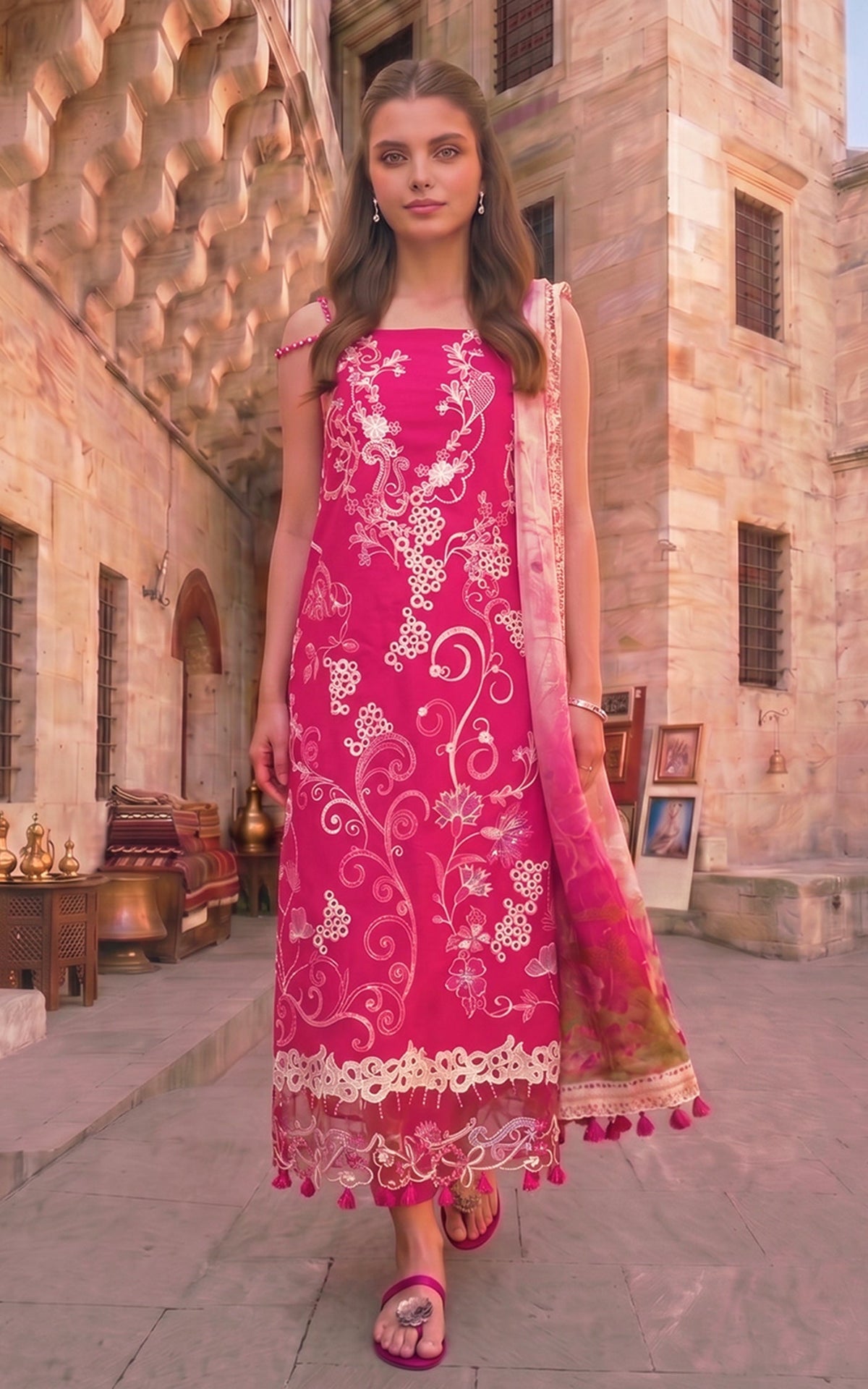 Fuchsia Allure (SL26-09) | 3pcs Embroidered Stitched Summer