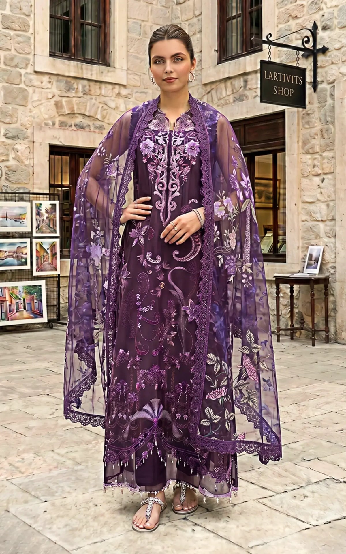 Plum Royale (SL26-10) | 3pcs Embroidered Unstitched Summer