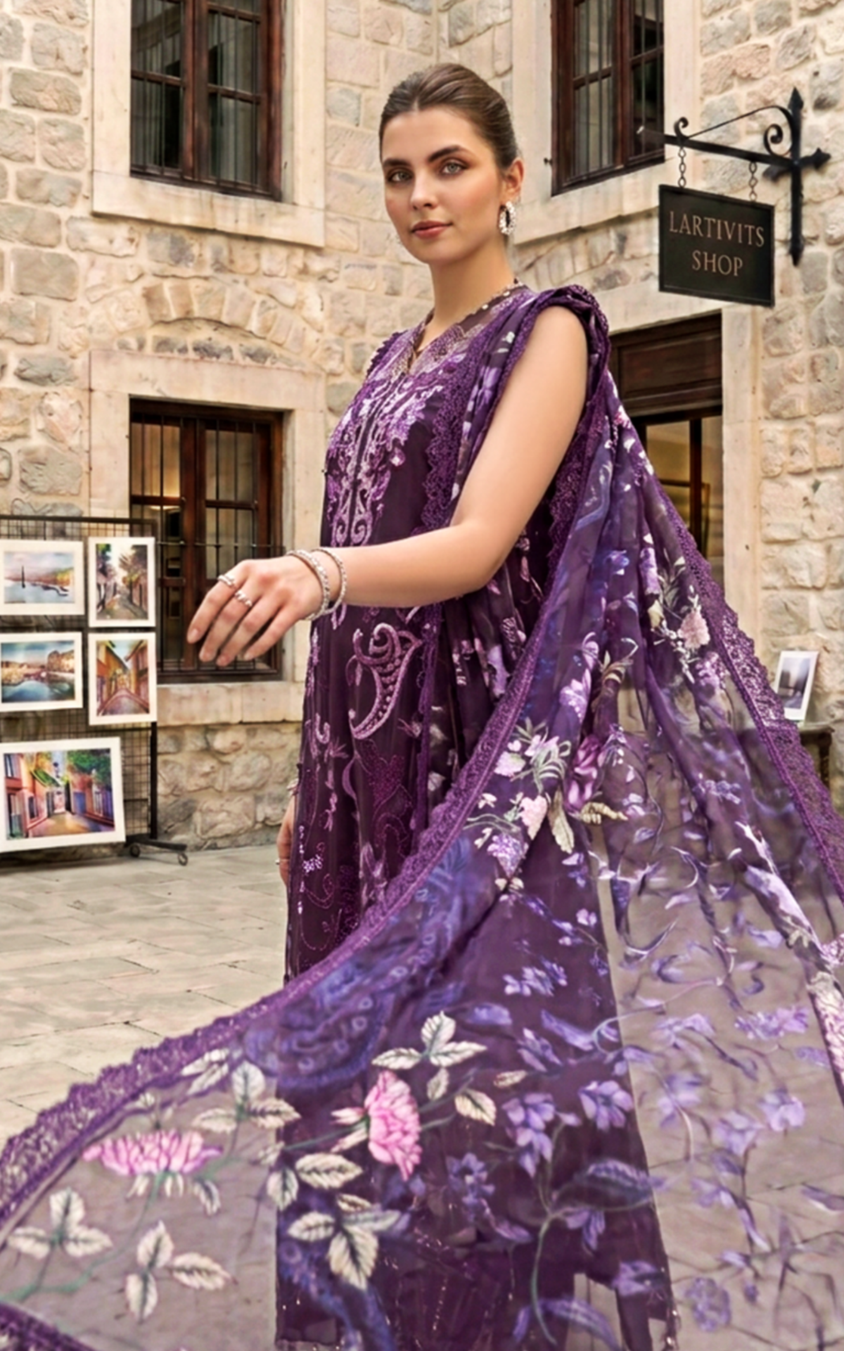 Plum Royale (SL26-10) | 3pcs Embroidered Stitched Summer