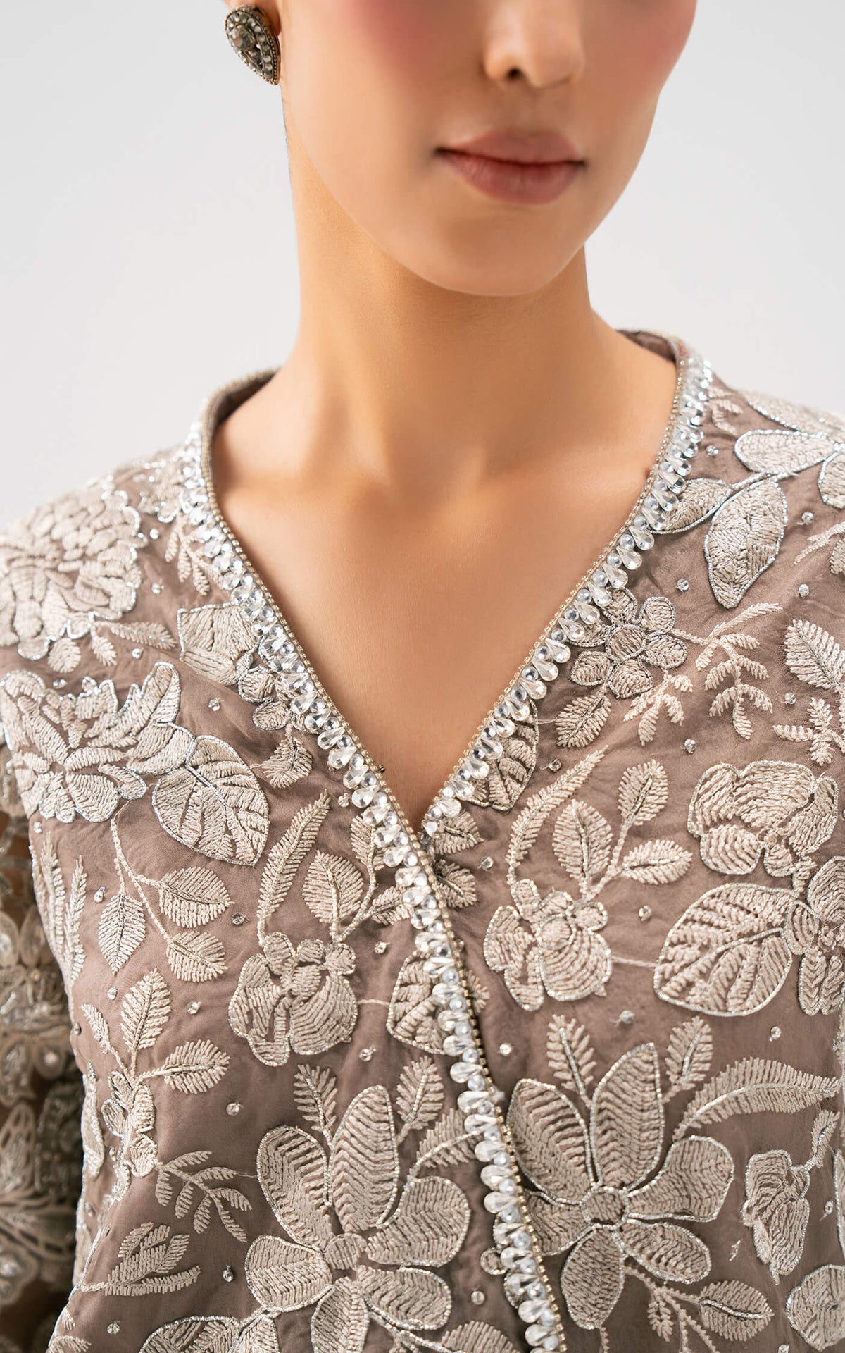 Taupe Bloom Drape Set - Shop Now at Asifa and Nabeel