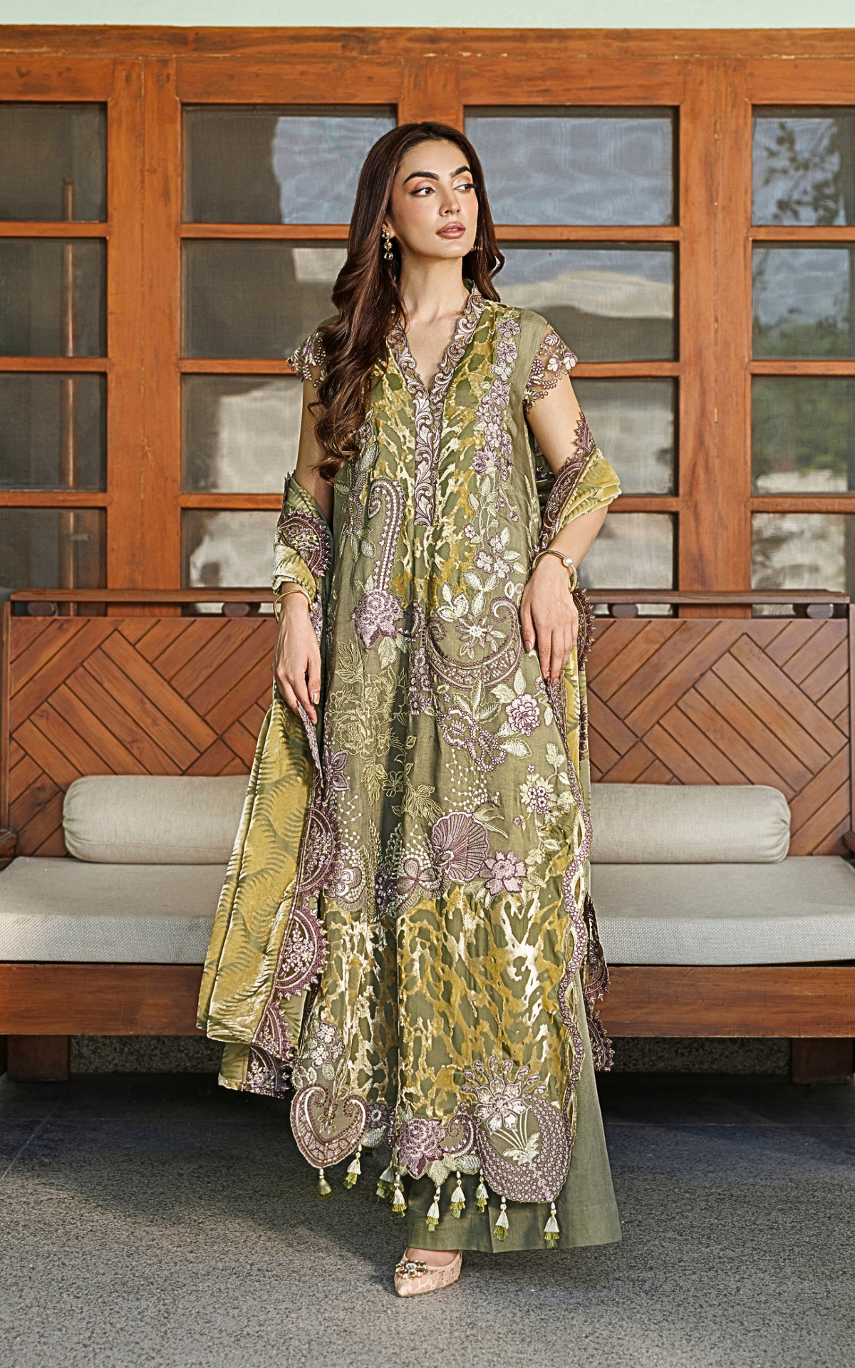 Olive Bloom (WLXU-01) | 3pcs Embroidered Unstitched Winter