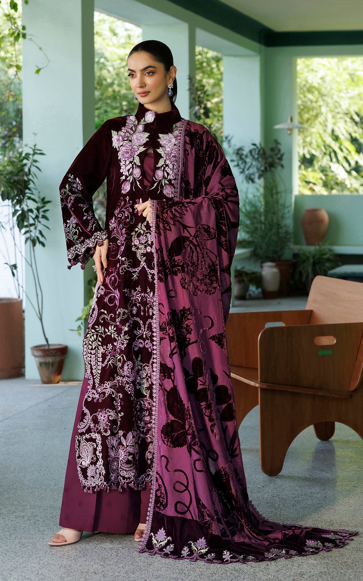 Wine Shine (WLXU-06) | 3pcs Embroidered Unstitched Winter